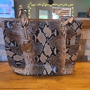 Michael Kors Look A Like Black and Cream Snake Print Tote